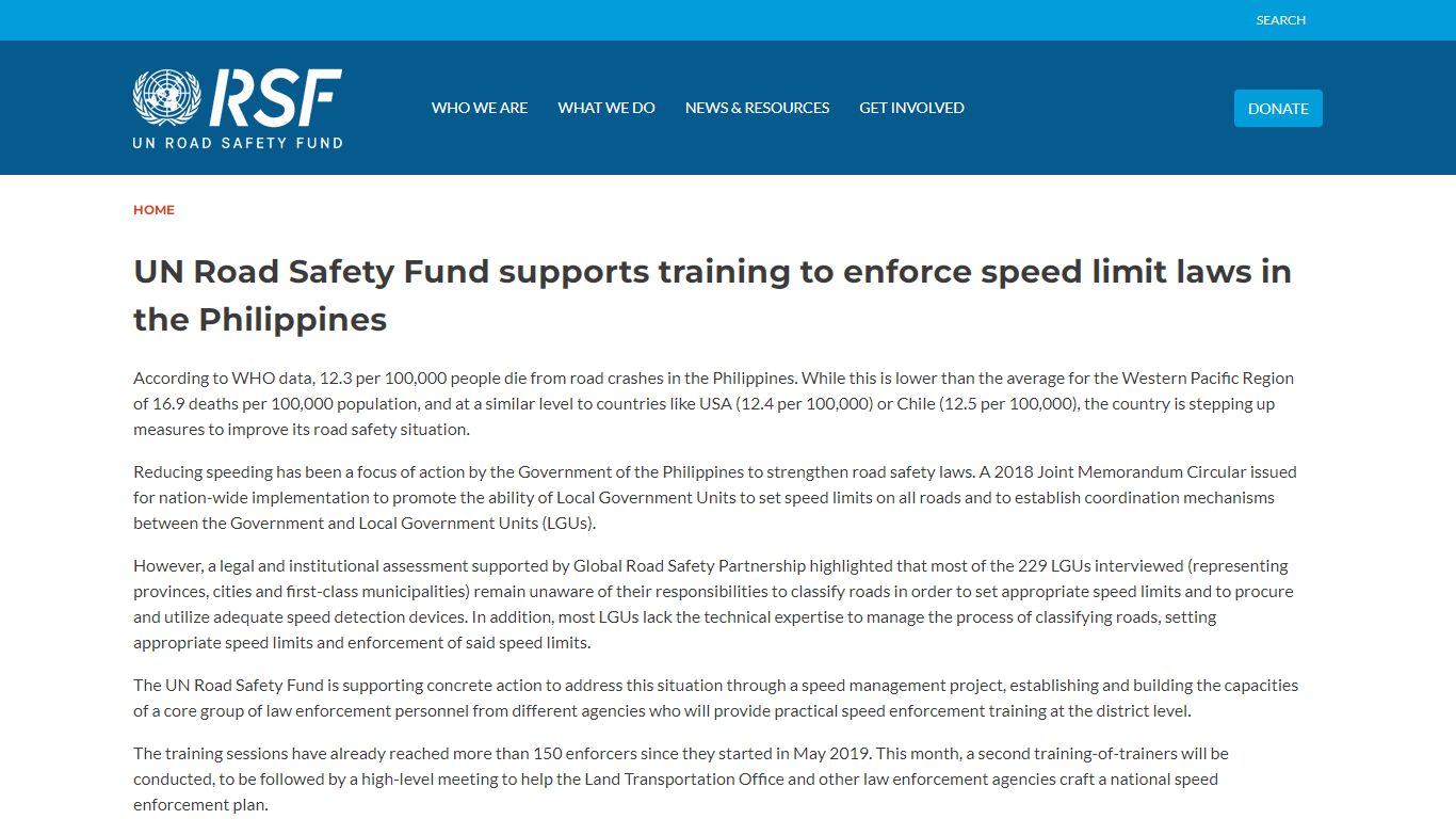 UN Road Safety Fund supports training to enforce speed limit laws in ...